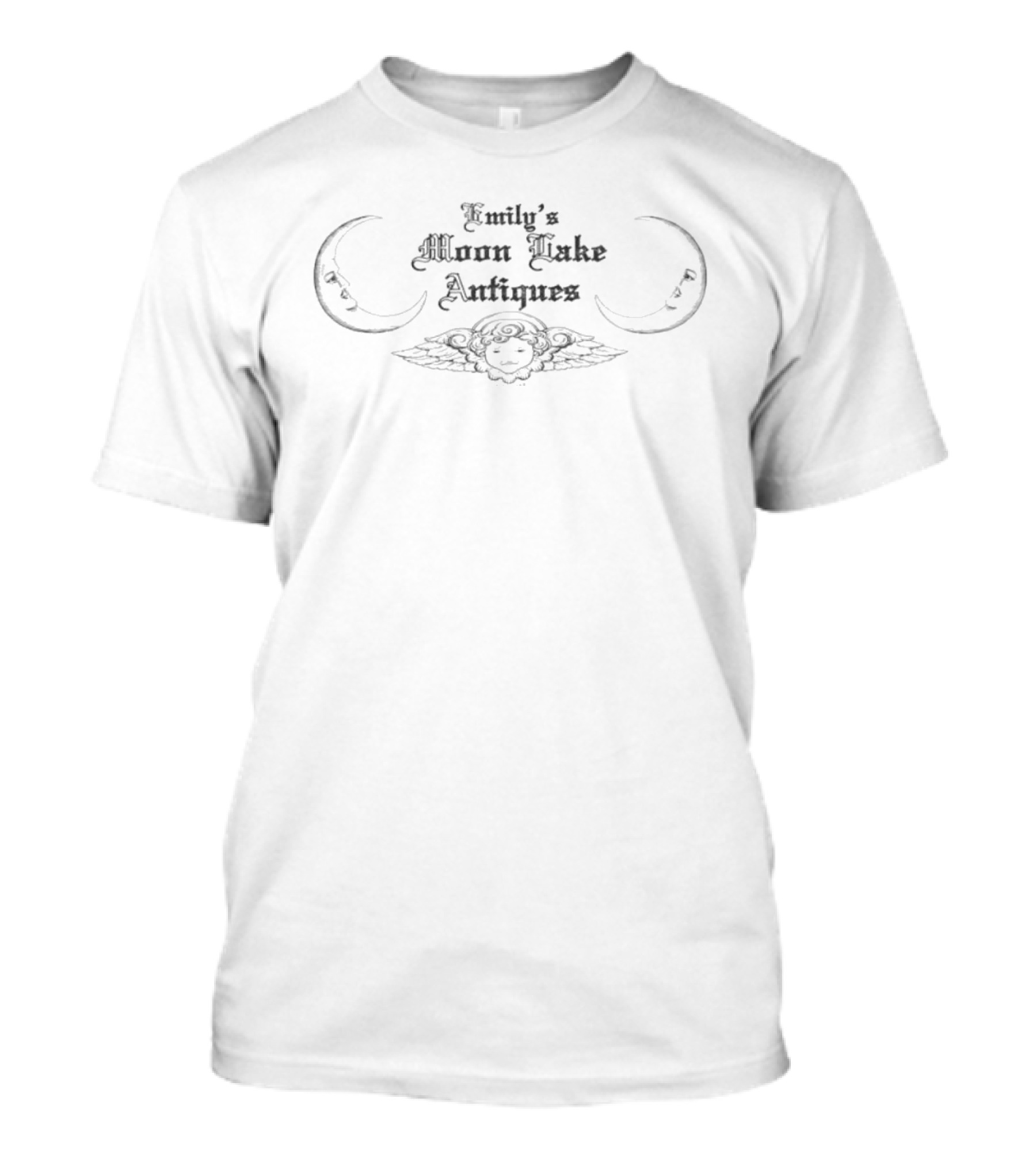 Emily's Moon Lake Antiques Crescent Moon Angel Wings T-Shirt