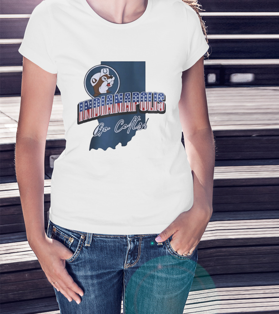 Indianapolis Colts Buc Ee's Patriotic Indiana Map Go Colts T-Shirt