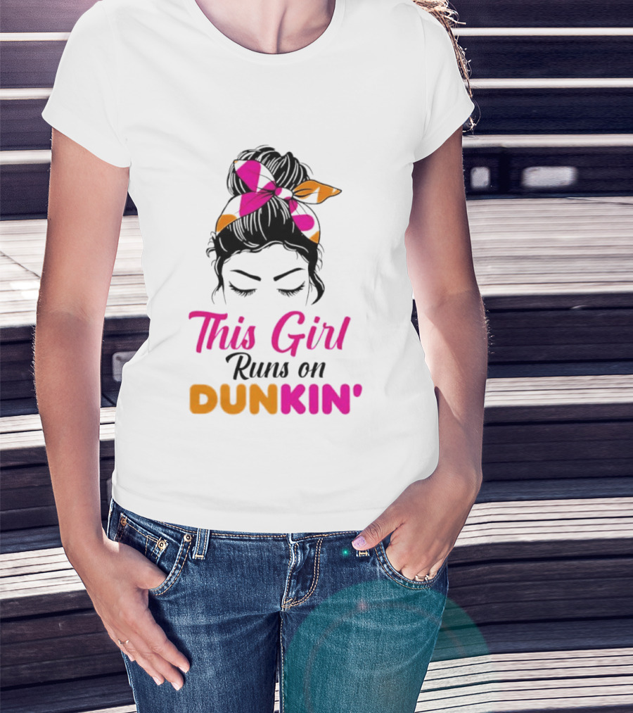This Girl Runs On Dunkin' Coffee Headband T-Shirt