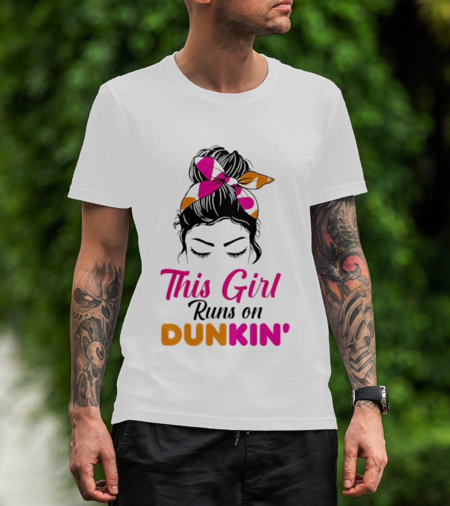 This Girl Runs On Dunkin' Coffee Headband T-Shirt