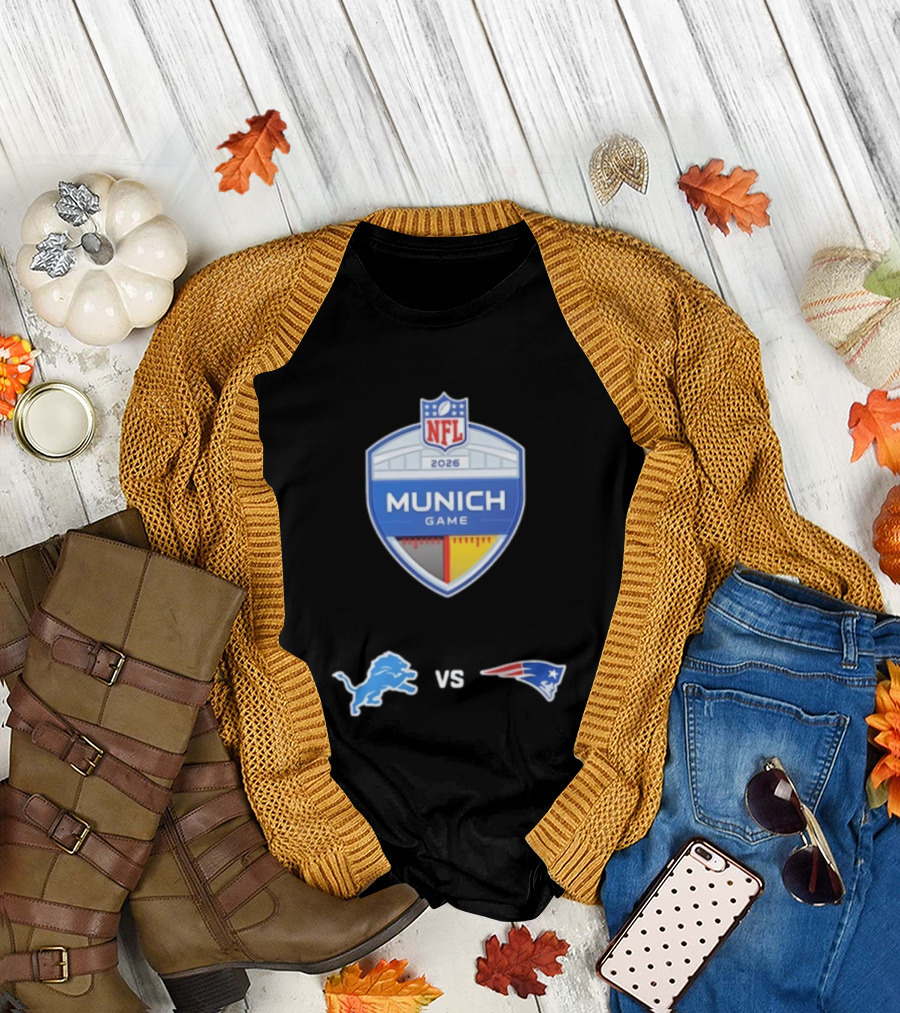Detroit Lions vs New England Patriots NFL 2026 Munich Game Matchup T-Shirt
