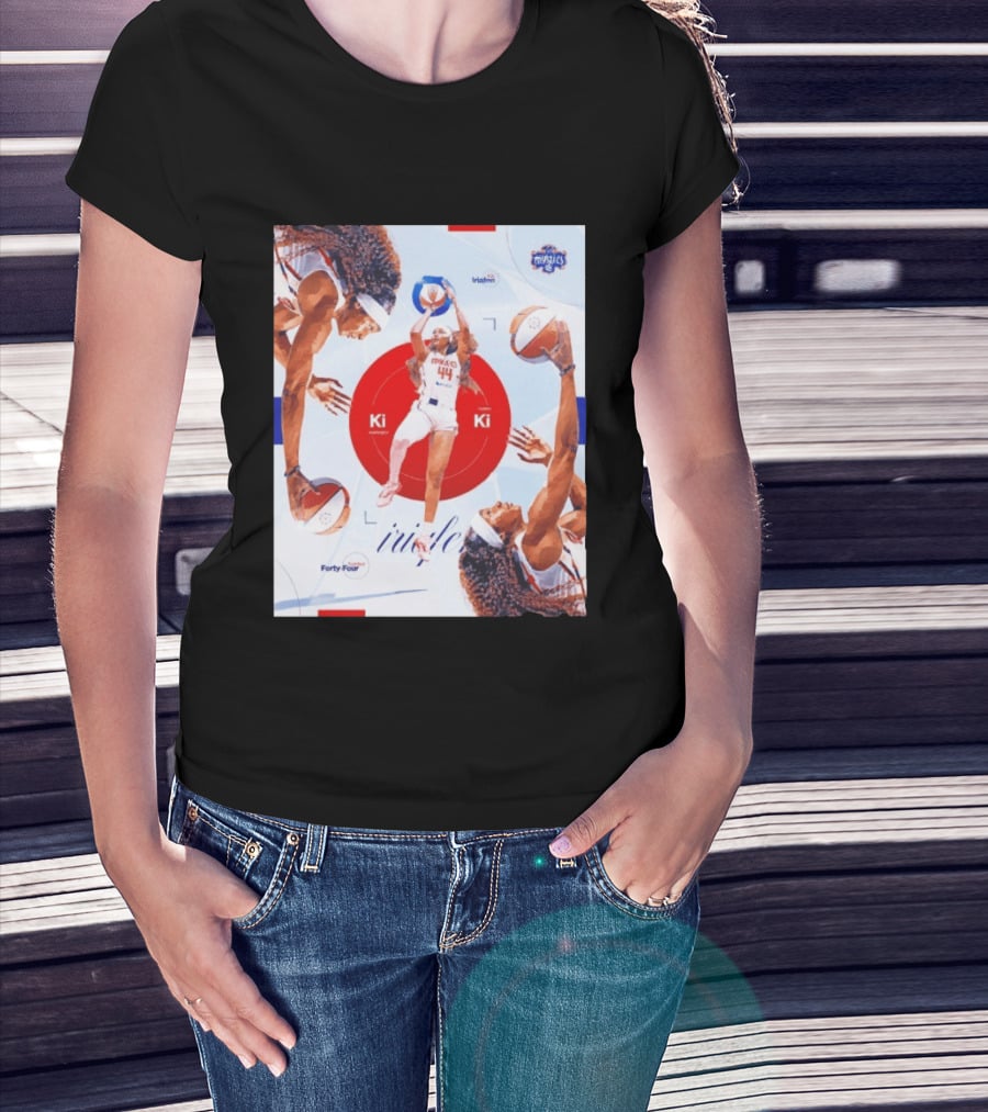 Washington Mystics Player Kiki Iriafen Number Forty Four Basketball Action Montage T-Shirt