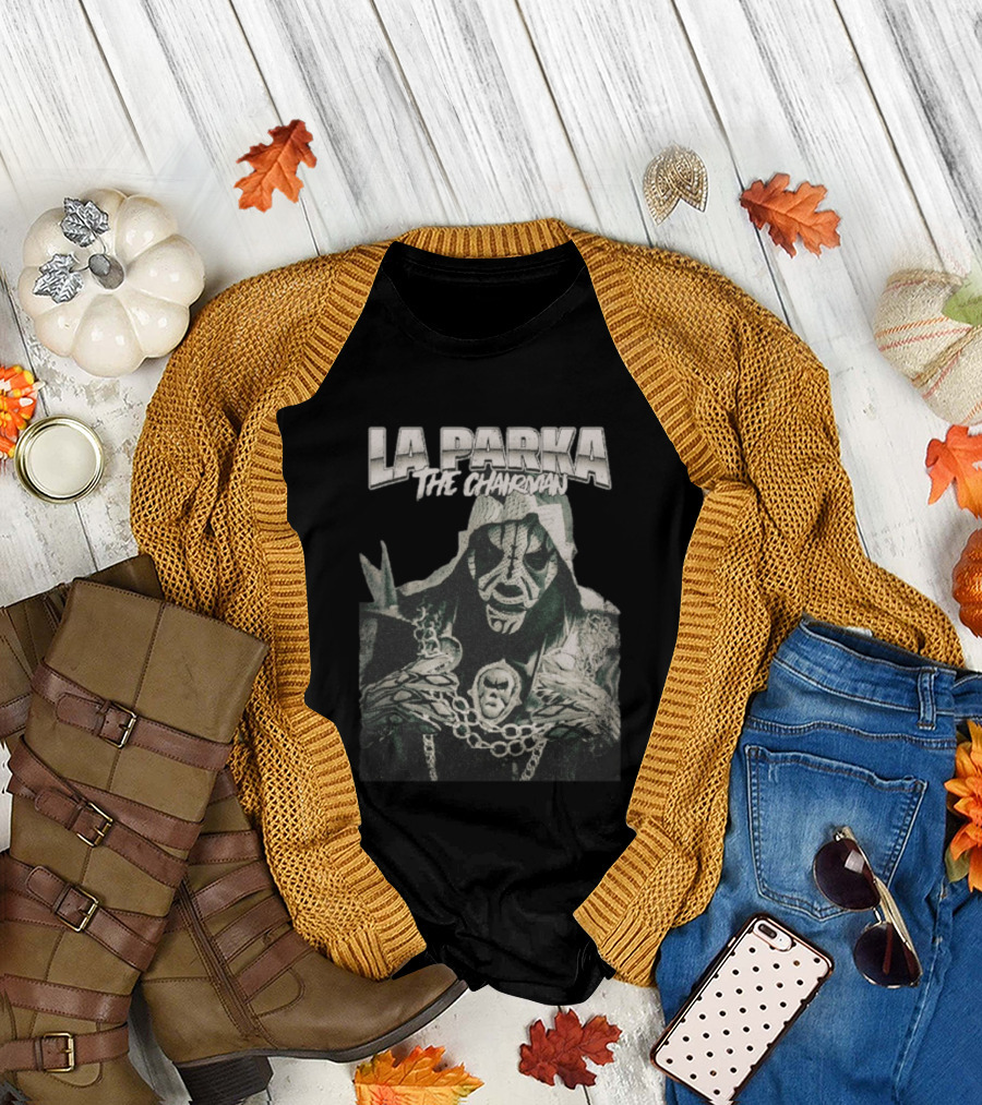 La Parka The Chairman Mexican Wrestler Iconic Mask and Chains T-Shirt