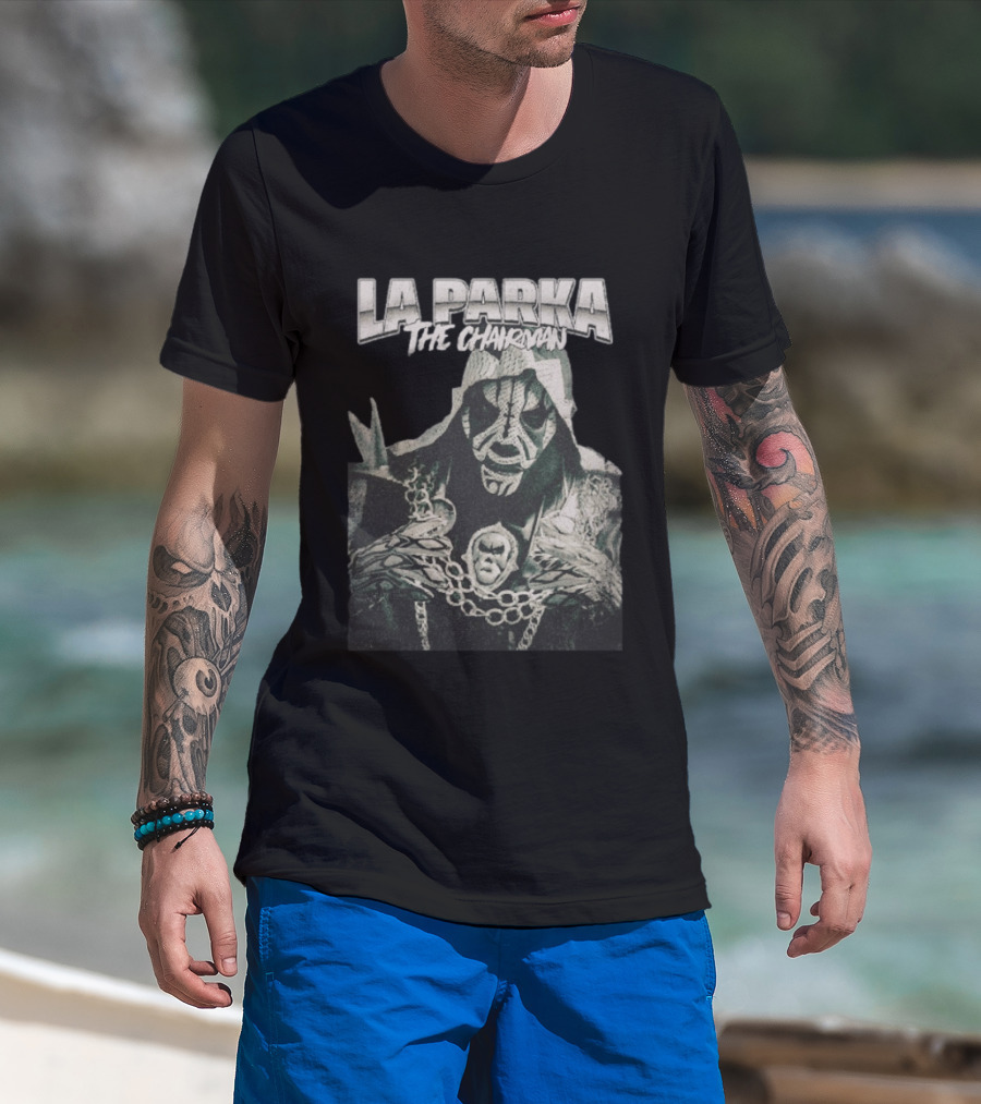 La Parka The Chairman Mexican Wrestler Iconic Mask And Chains T-Shirt
