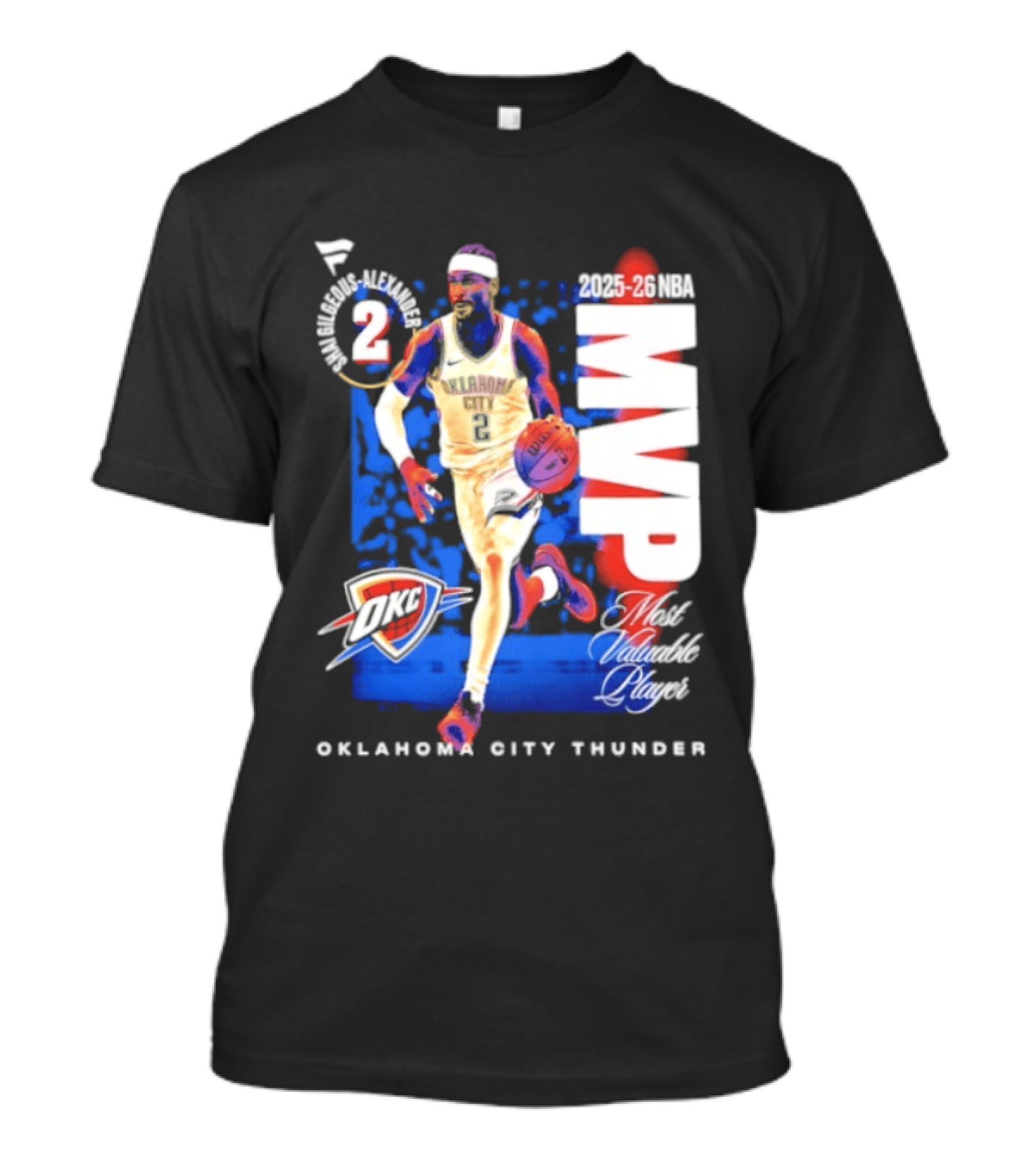 Oklahoma City Thunder Shai Gilgeous Alexander 2025 26 NBA MVP 2 Basketball Legend T-Shirt