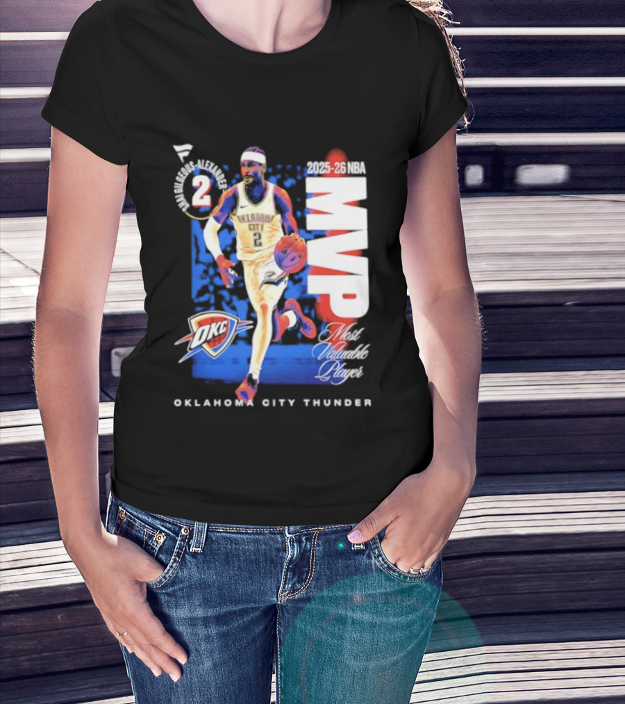 Oklahoma City Thunder Shai Gilgeous Alexander 2025 26 NBA MVP 2 Basketball Legend T-Shirt
