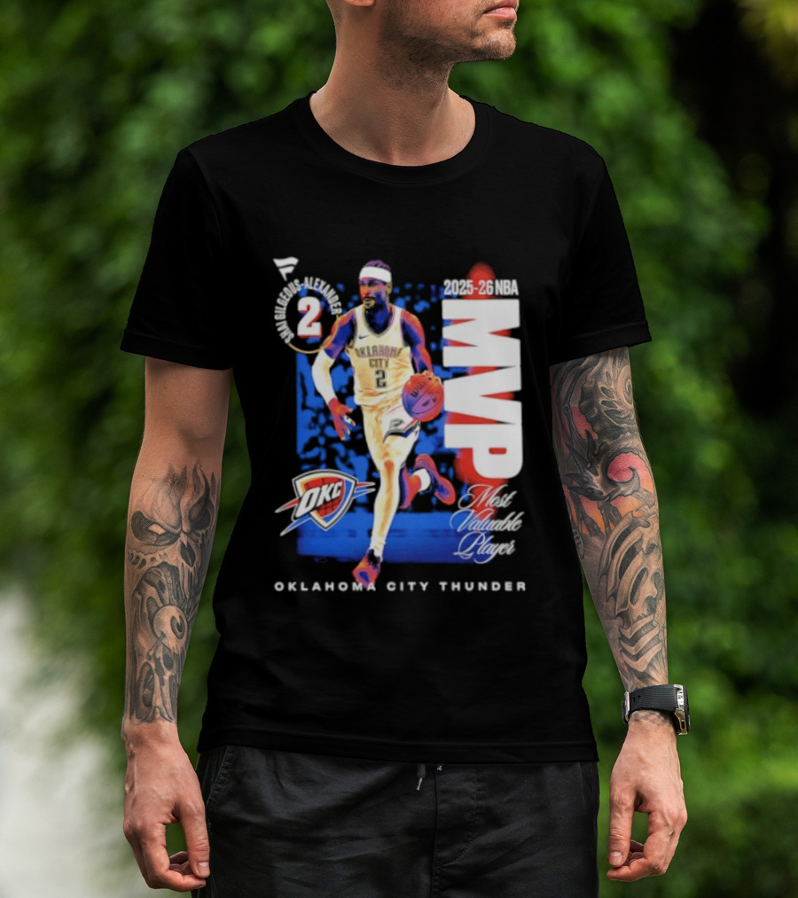 Oklahoma City Thunder Shai Gilgeous Alexander 2025 26 NBA MVP 2 Basketball Legend T-Shirt