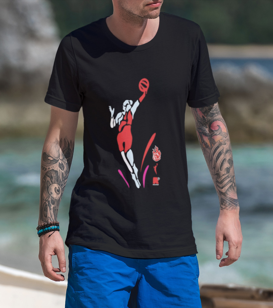 Portland Fire WNBA Round 21 Basketball Victory Player Silhouette Flame T-Shirt
