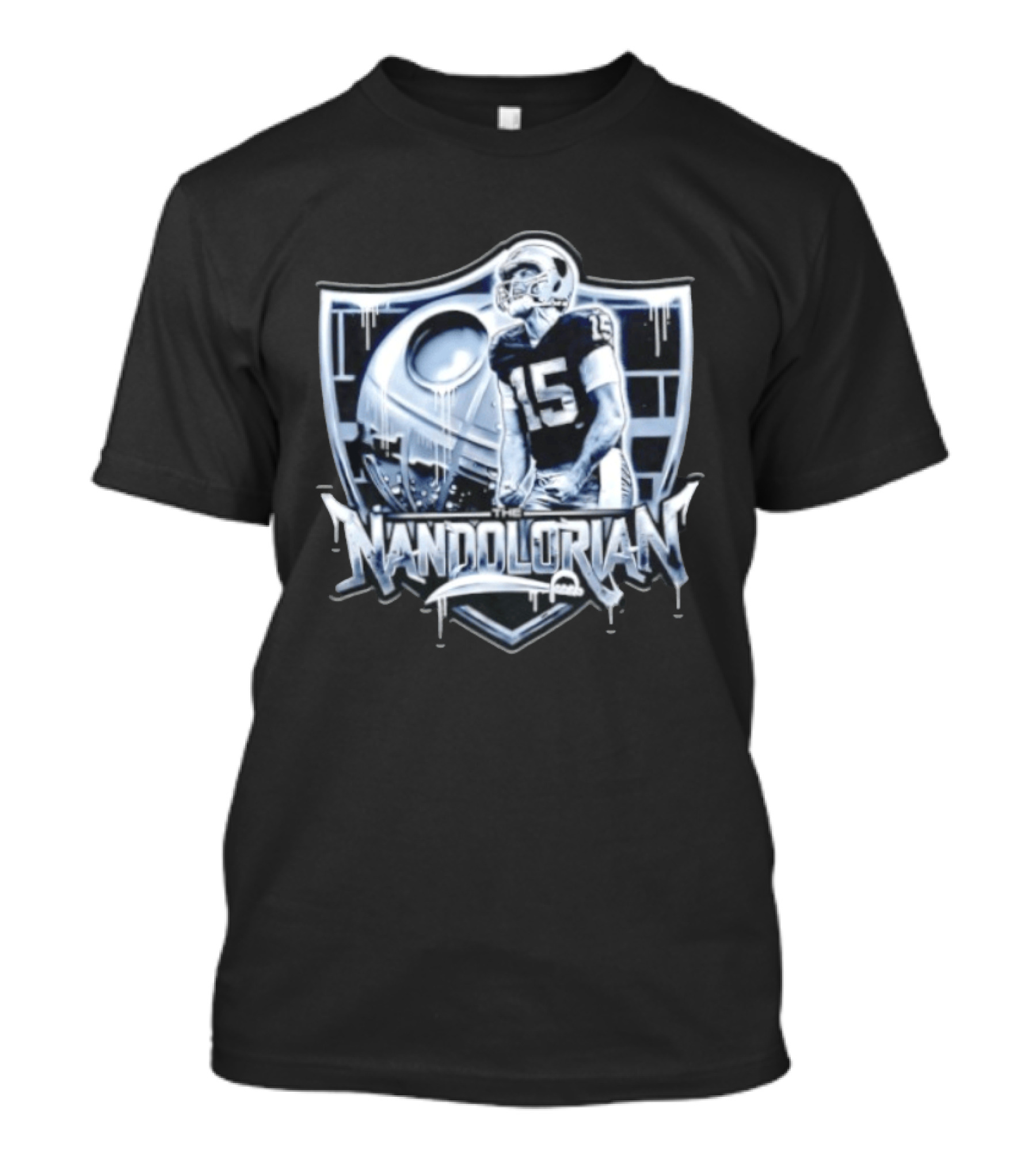 The Nandolorian Las Vegas Raiders Fernando Mendoza Quarterback 15 Star Wars Mandalorian T-Shirt
