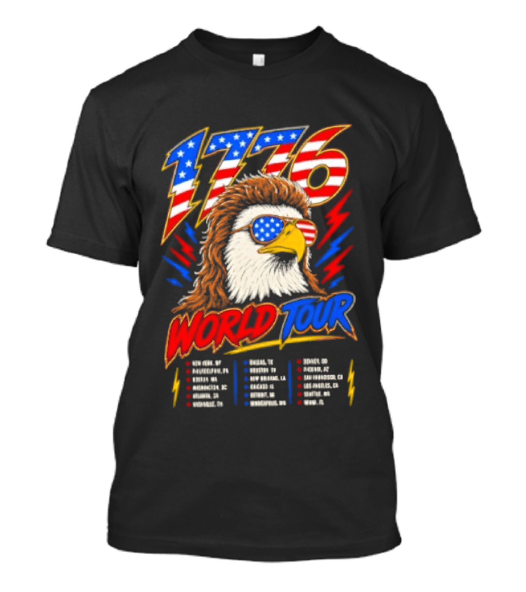 1776 World Tour Bald Eagle Mullet USA Flag Sunglasses T-Shirt