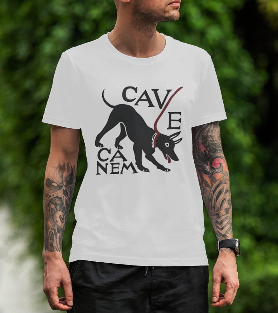Cave Canem Beware Of The Dog Black Dog T-Shirt