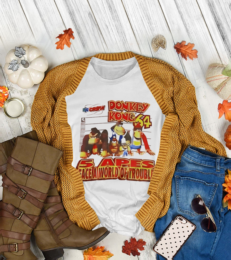 Donkey Kong 64 Five Apes Face A World Of Trouble T-Shirt