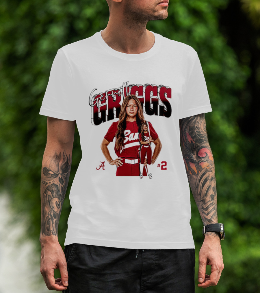 Gerritt Griggs Alabama Softball Player Red Uniform Number 2 T-Shirt