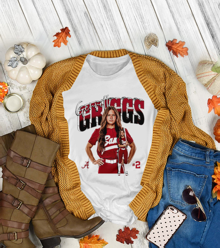 Gerritt Griggs Alabama Softball Player Red Uniform Number 2 T-Shirt