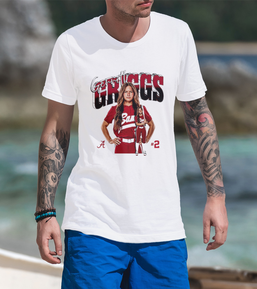 Gerritt Griggs Alabama Softball Player Red Uniform Number 2 T-Shirt
