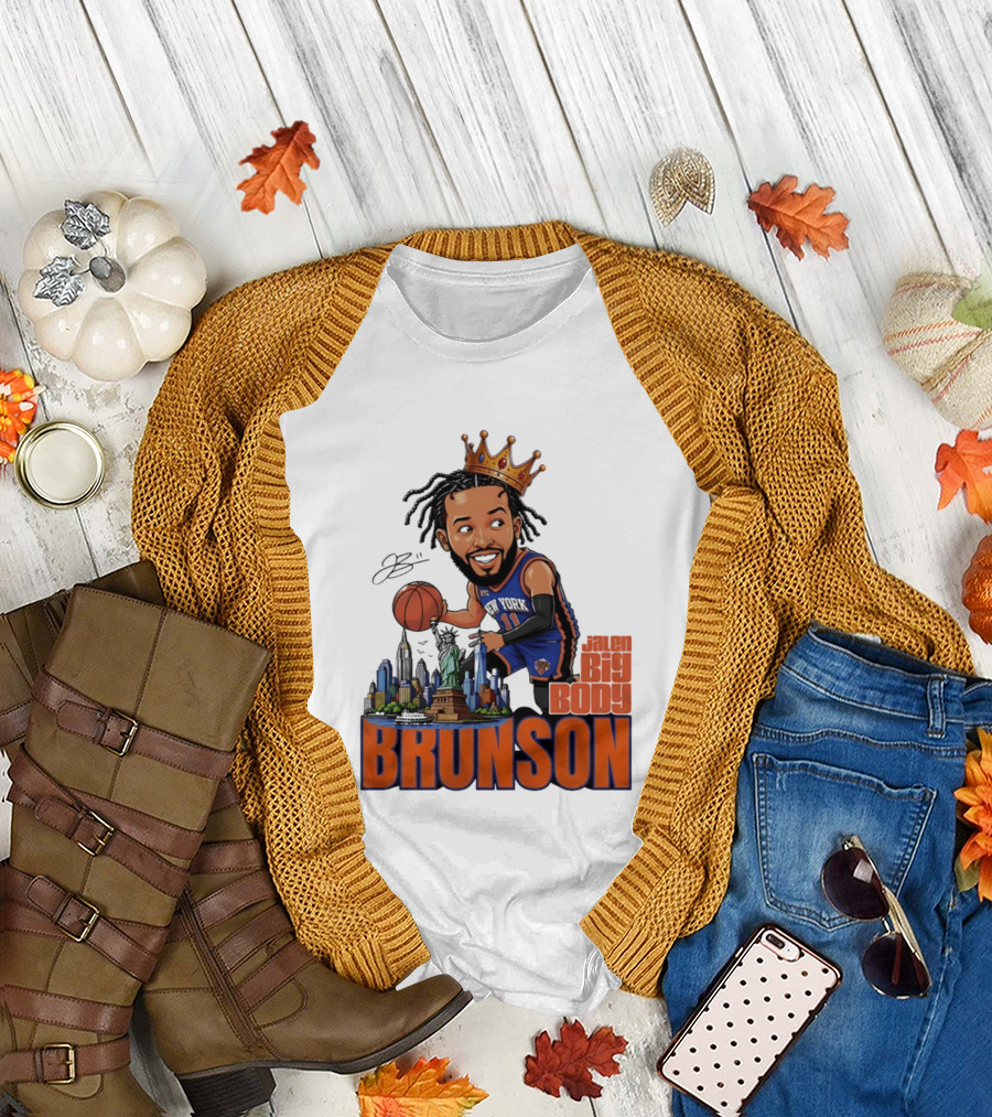 Jalen Brunson New York Knicks Big Body Crown Basketball Skyline Statue of Liberty T-Shirt