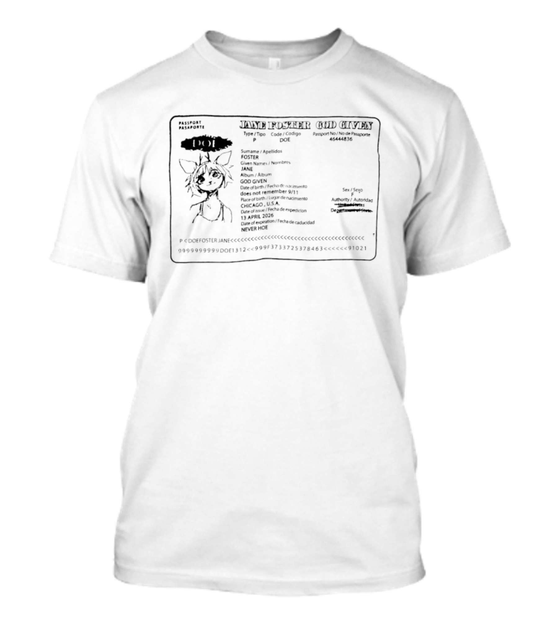 Jane Foster God Given Passport Pasaporte T-Shirt