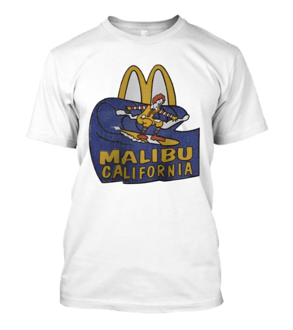 Malibu California Rare Ronald McDonald Surfing McDonald's Golden Arches T-Shirt
