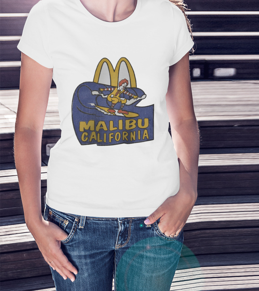 Malibu California Rare Ronald McDonald Surfing McDonald's Golden Arches T-Shirt