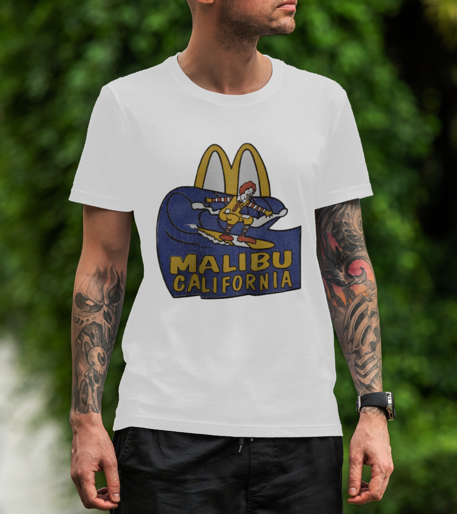 Malibu California Rare Ronald McDonald Surfing McDonald's Golden Arches T-Shirt