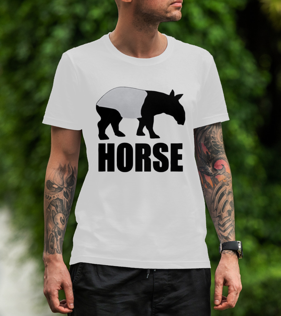 Mislabeled Animal Tapir Silhouette With Horse Text Optical Illusion T-Shirt