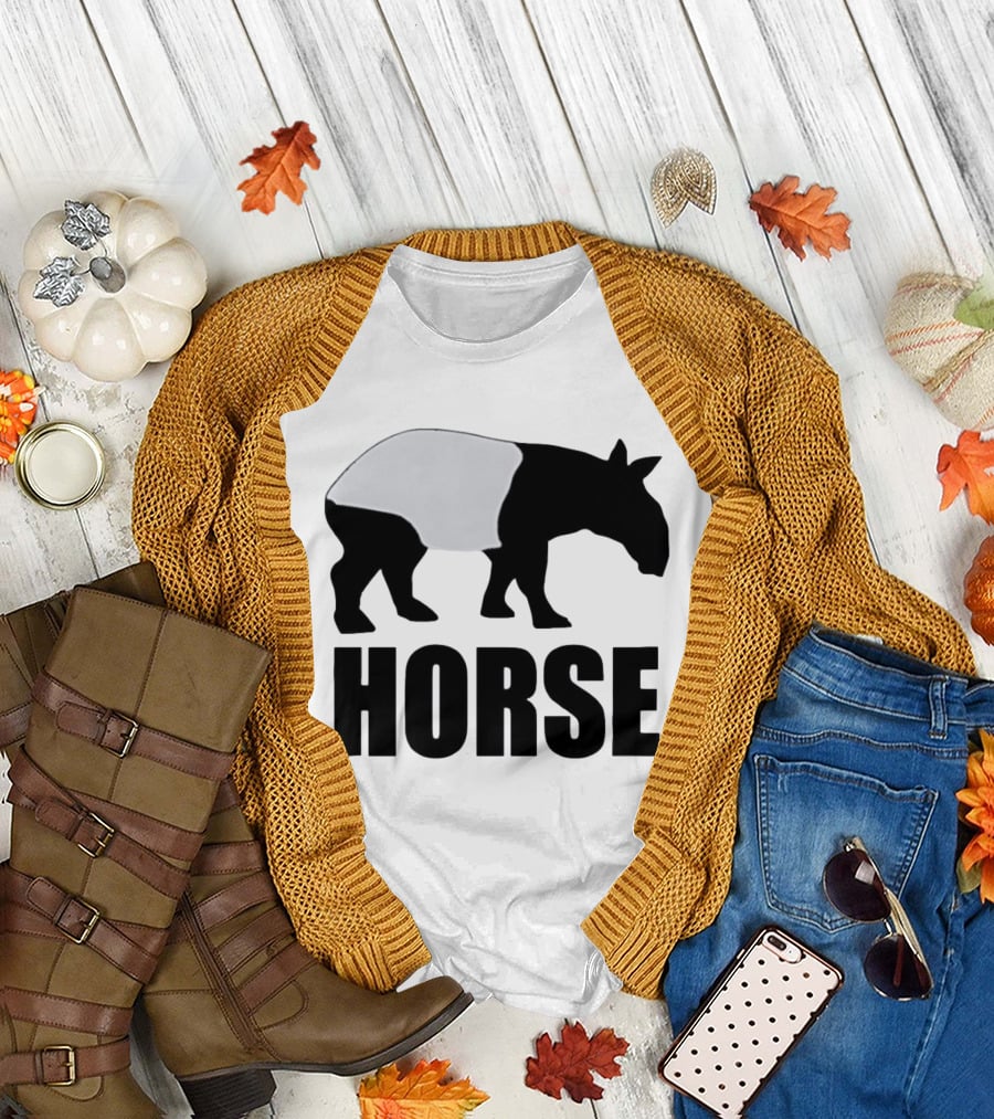 Mislabeled Animal Tapir Silhouette with Horse Text Optical Illusion T-Shirt