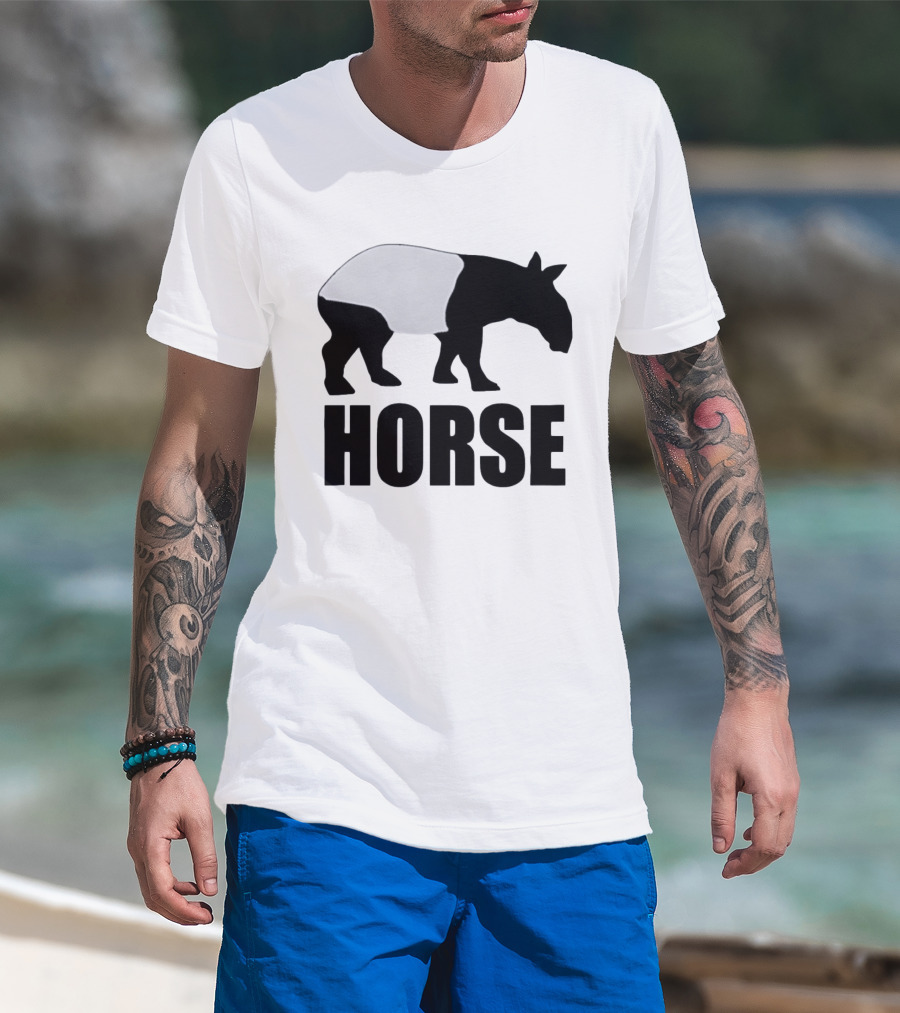 Mislabeled Animal Tapir Silhouette With Horse Text Optical Illusion T-Shirt