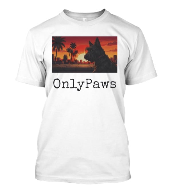 Scottish Terrier OnlyPaws Sunset Cityscape T-Shirt