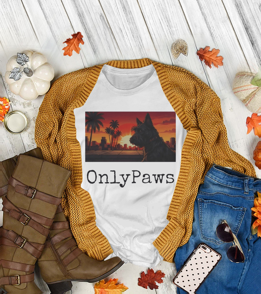 Scottish Terrier OnlyPaws Sunset Cityscape T-Shirt