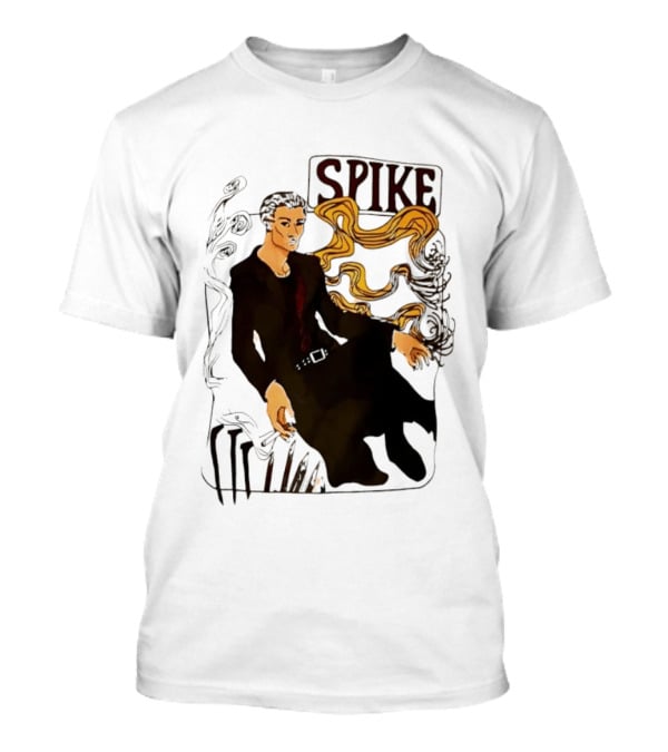 Spike Buffy The Vampire Slayer Illustrated Design With Abstract Vines And Accents T-Shirt
