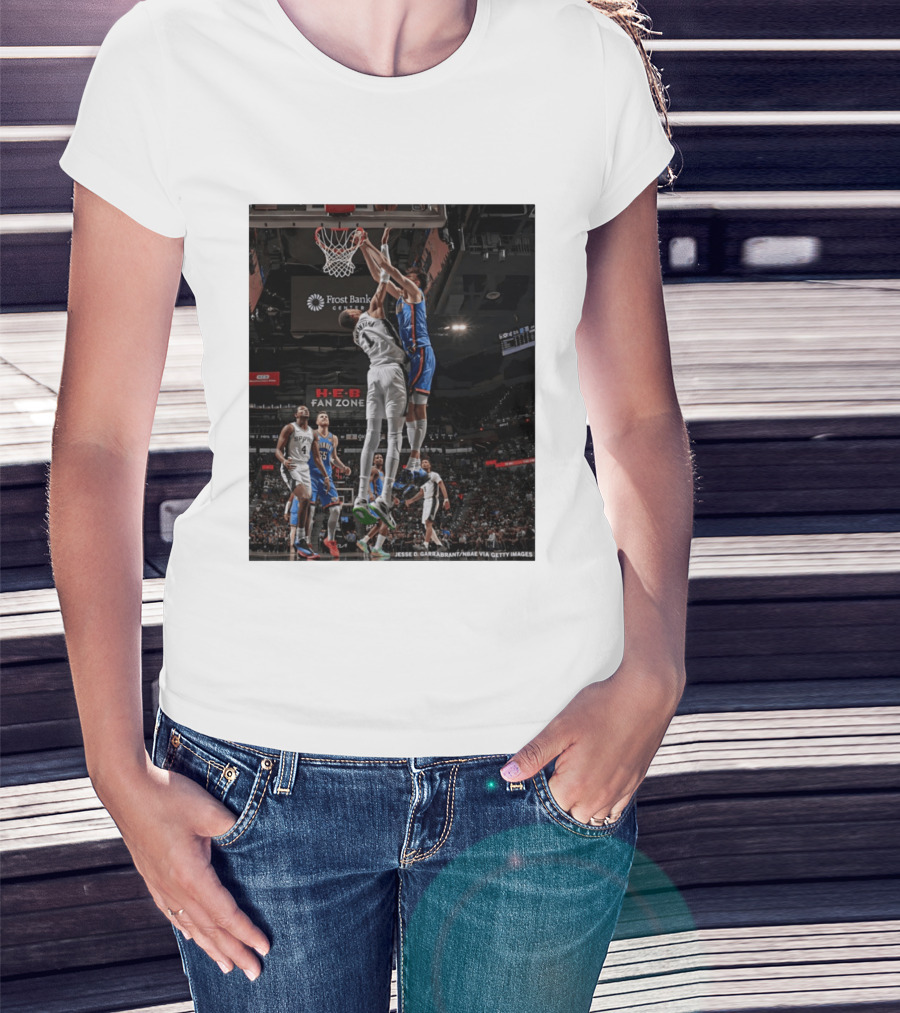 Victor Wembanyama San Antonio Spurs Dunk Vs Oklahoma City NBA Action T-Shirt