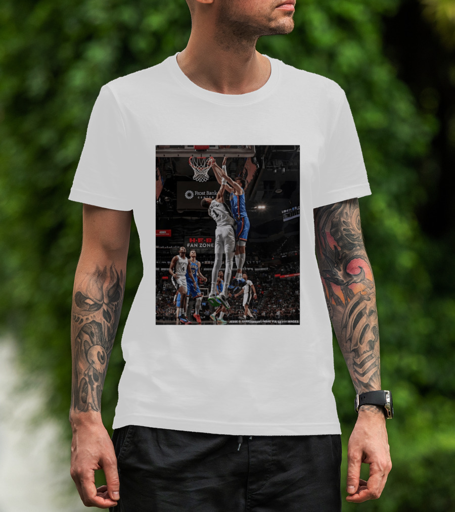 Victor Wembanyama San Antonio Spurs Dunk Vs Oklahoma City NBA Action T-Shirt