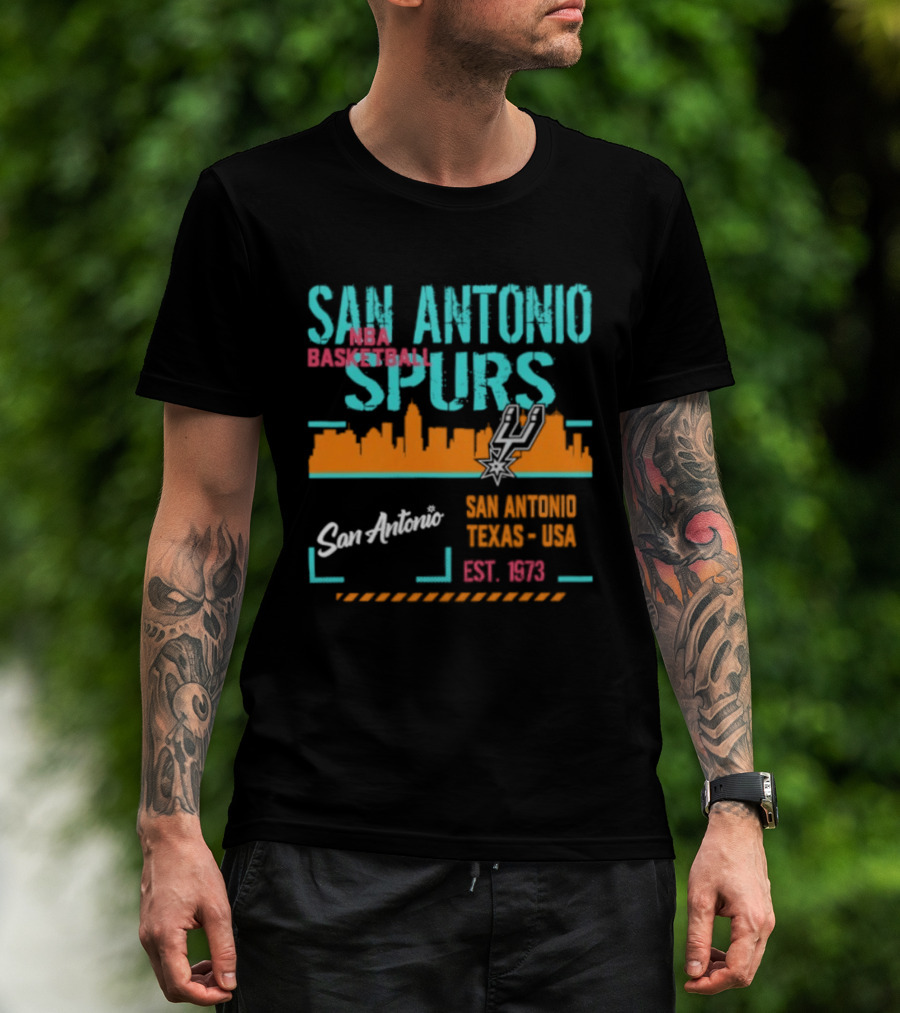 San Antonio Spurs NBA Basketball Skyline 1973 Est. Team Essentials T-Shirt