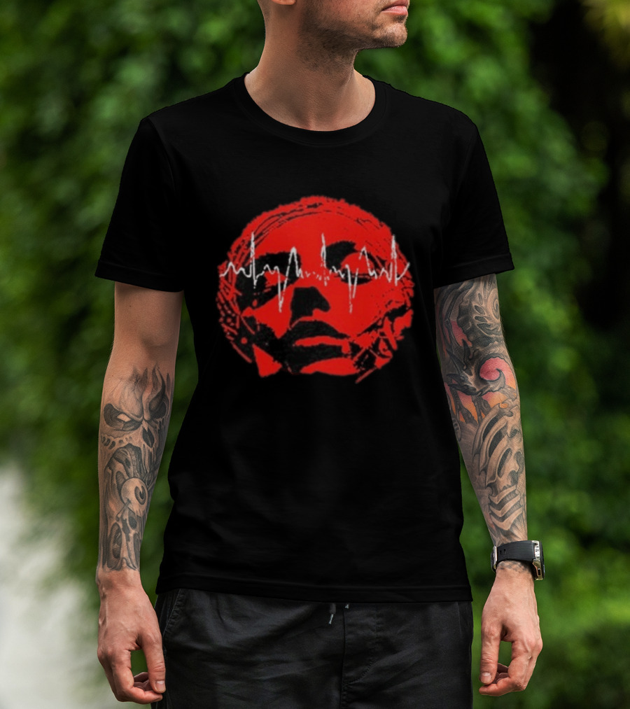 Converge Hum Of Hurt Red Face With White Waveform Lines T-Shirt