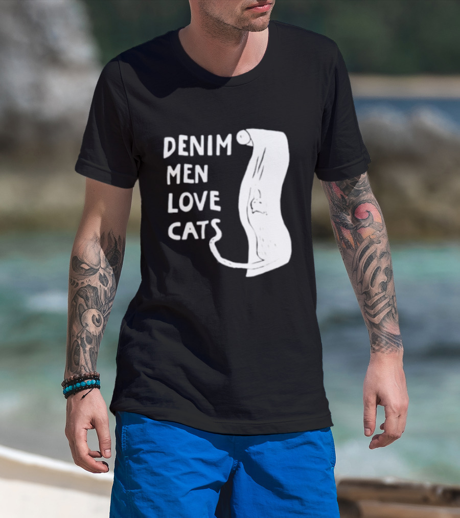 Denim Men Love Cats Fashion T-Shirt