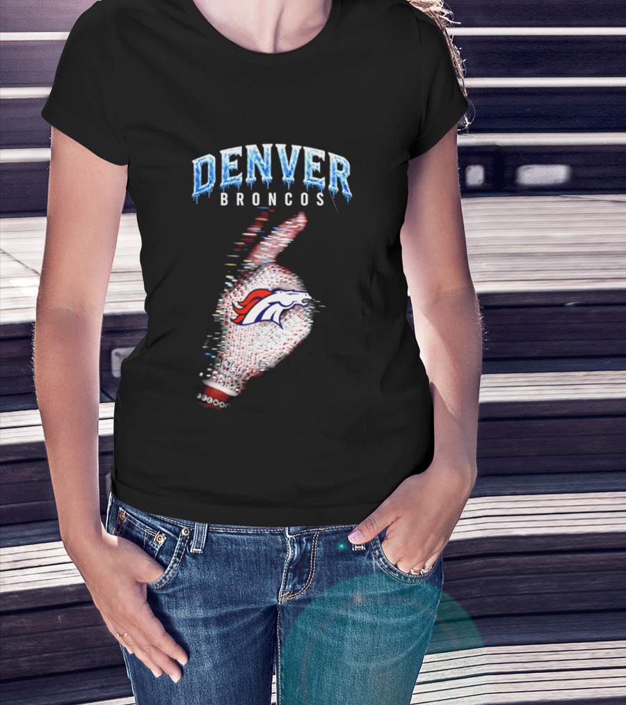 Denver Broncos Iceman 2026 Logo Glitched Hand Signal T-Shirt