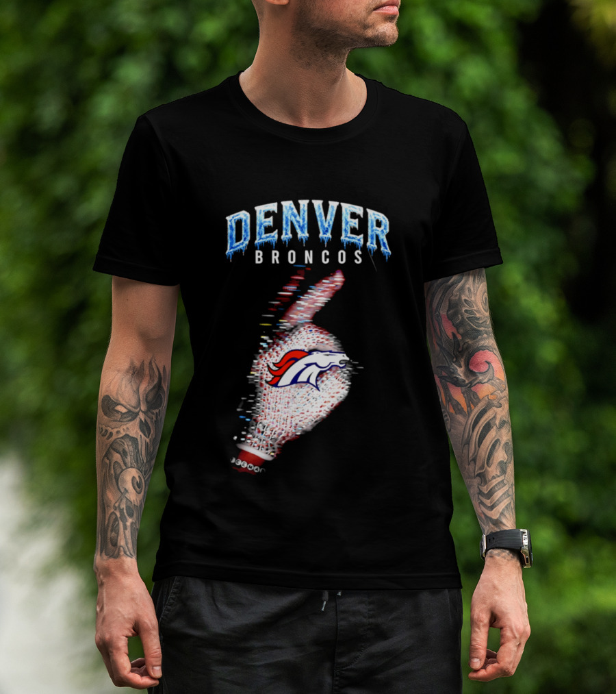 Denver Broncos Iceman 2026 Logo Glitched Hand Signal T-Shirt