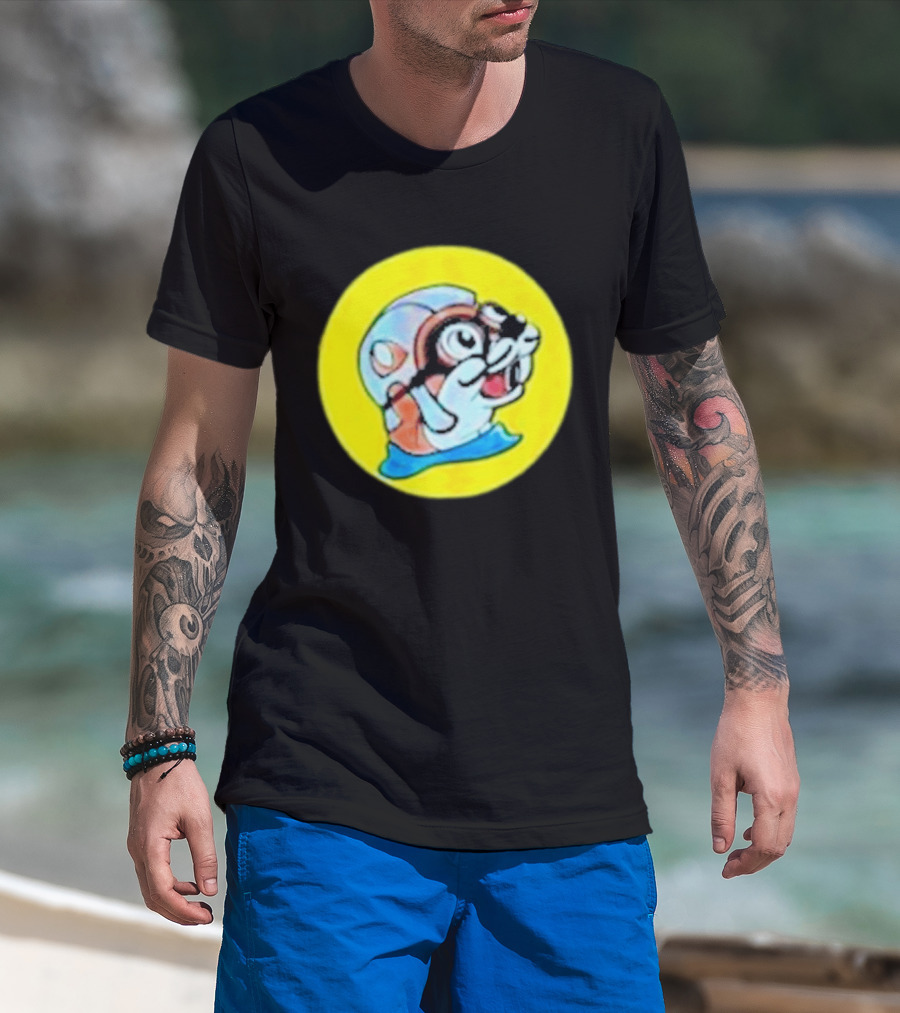 Gloopy Industries The Aquabeaver Cartoon Style Helmet And Water Circle T-Shirt