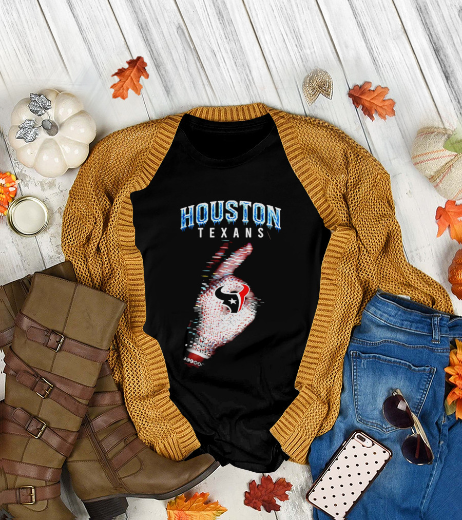 Houston Texans Iceman 2026 Glitch Hand T-Shirt
