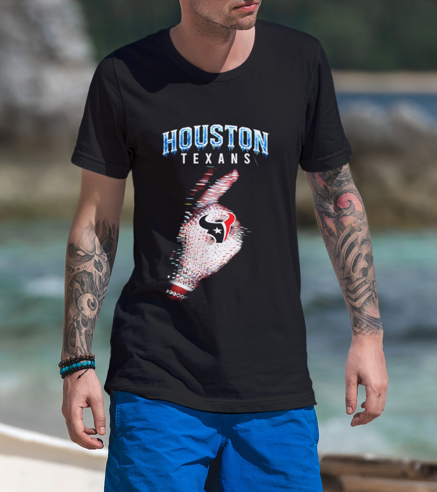 Houston Texans Iceman 2026 Glitch Hand T-Shirt