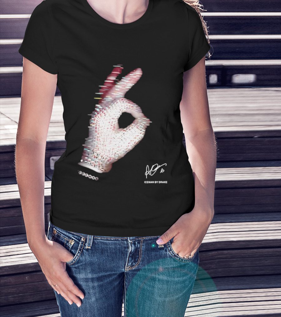 Iceman Hand Gesture By Drake Sign With Rhinestones T-Shirt