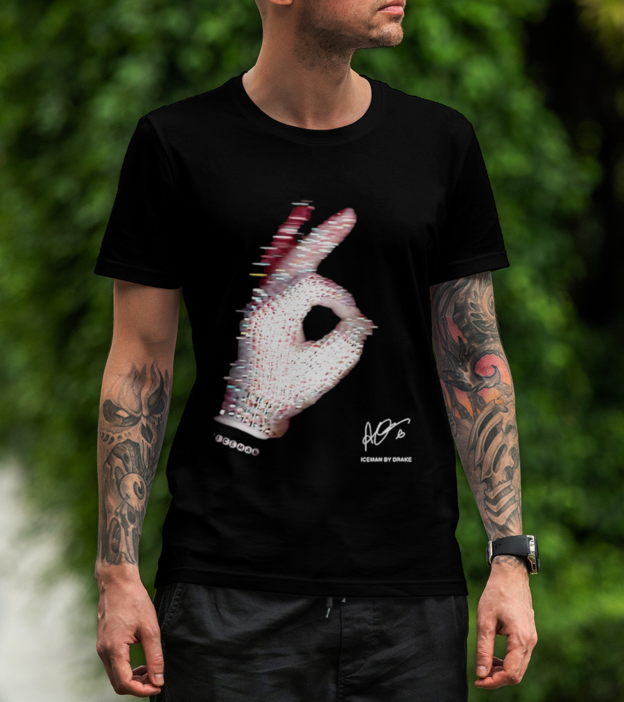 Iceman Hand Gesture By Drake Sign With Rhinestones T-Shirt