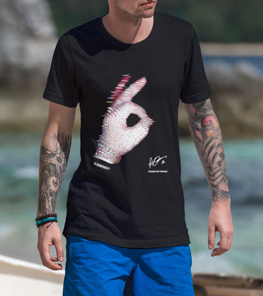 Iceman Hand Gesture By Drake Sign With Rhinestones T-Shirt