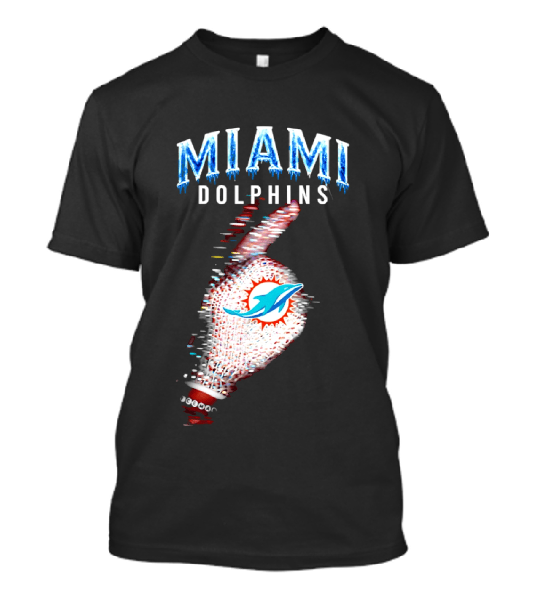 Miami Dolphins Iceman 2026 Glitch Effect Fan Gear T-Shirt