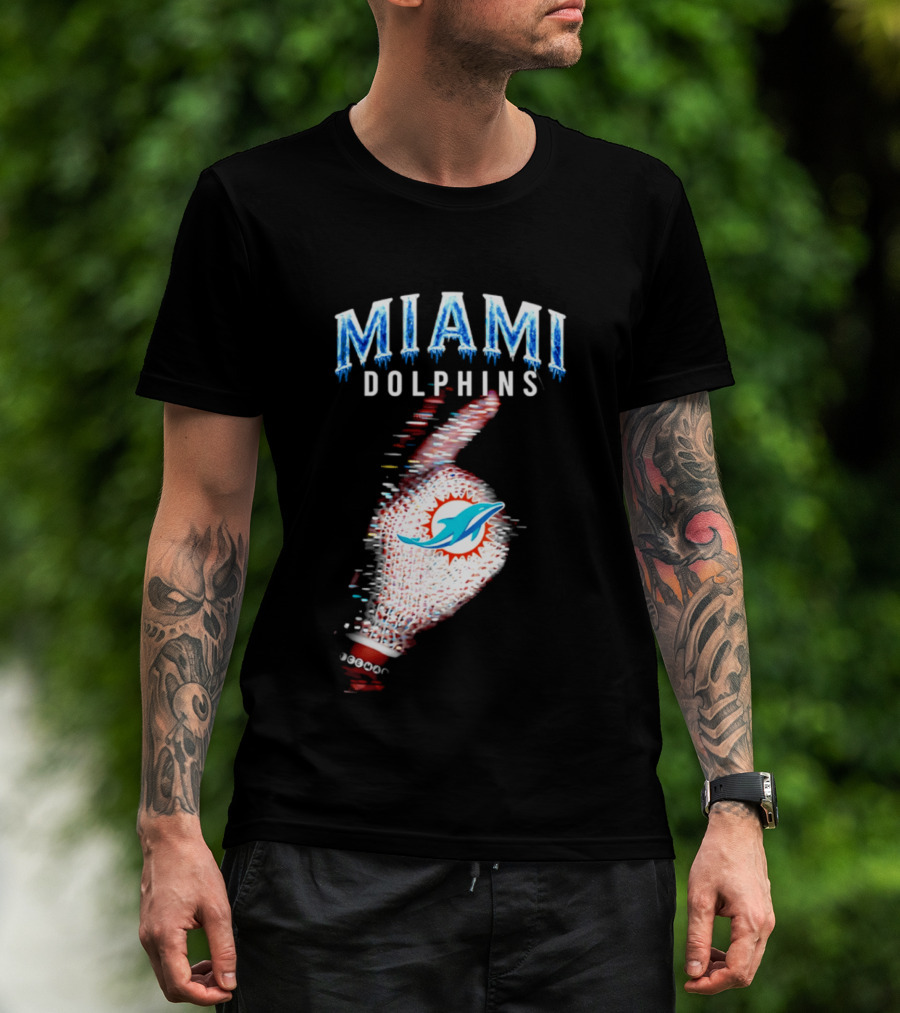 Miami Dolphins Iceman 2026 Glitch Effect Fan Gear T-Shirt