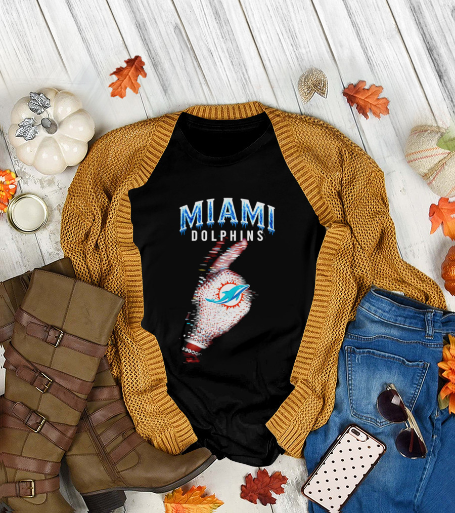 Miami Dolphins Iceman 2026 Glitch Effect Fan Gear T-Shirt