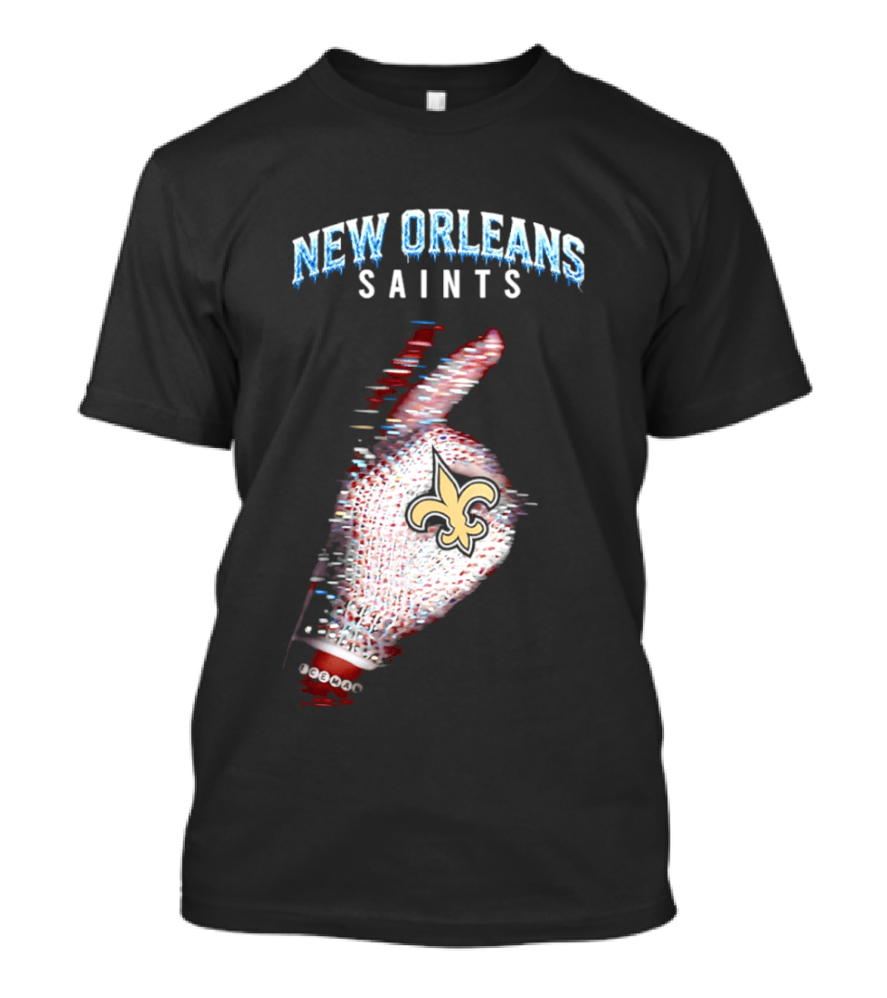 New Orleans Saints 2026 Iceman Glitch Effect Fleur De Lis T-Shirt