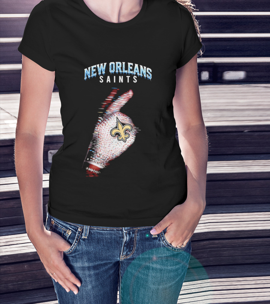 New Orleans Saints 2026 Iceman Glitch Effect Fleur De Lis T-Shirt