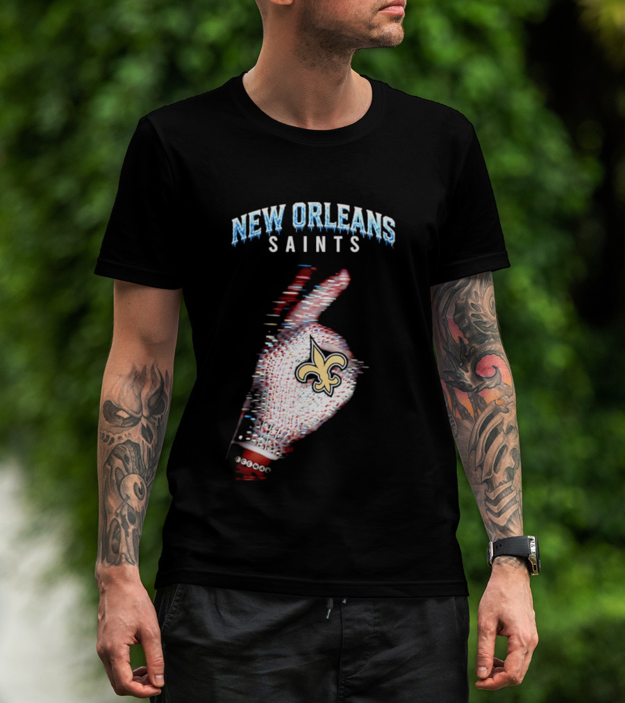New Orleans Saints 2026 Iceman Glitch Effect Fleur De Lis T-Shirt