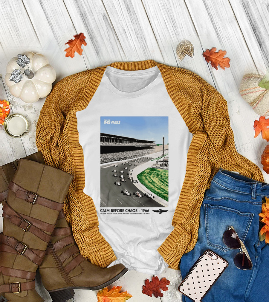 From The IMS Vault Calm Before Chaos 1966 Indianapolis Motor Speedway Racing Scene T-Shirt